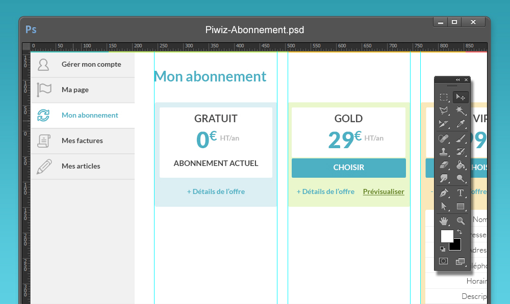 Maquette Page abonnement