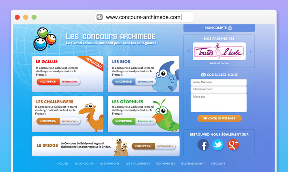 Page d’accueil du site