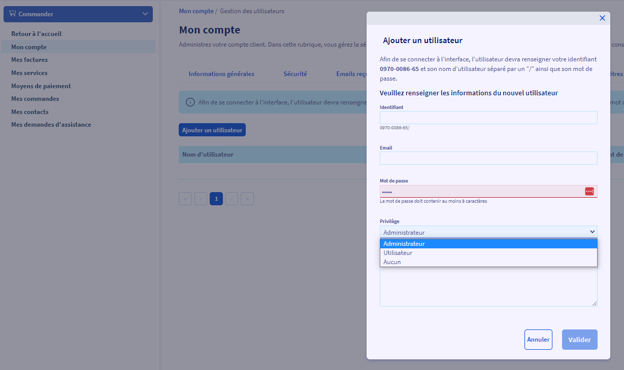 Ajouter un utilisateur sur son compte OVH