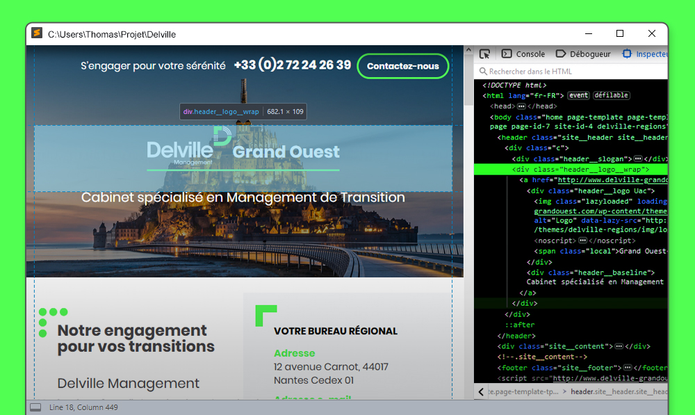 Integration HTML du site