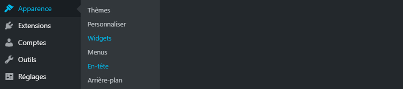 Modifier le contenu de WordPress : Menus, Widgets, ...